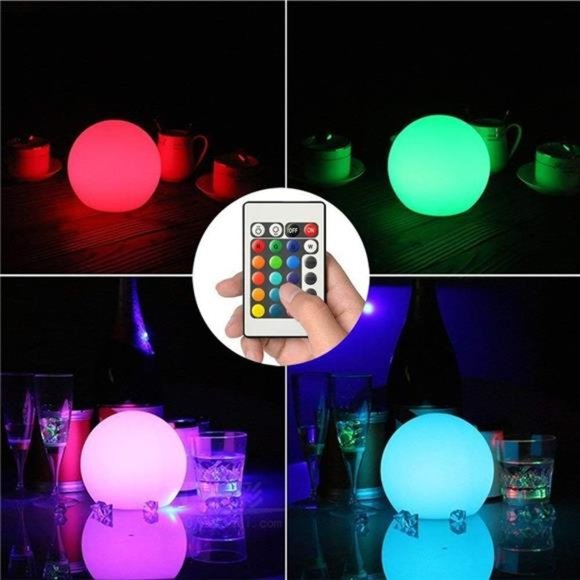 LED Ball Light, 6-Inch Rechargeable & Remote Control Globe Lights 16 RGB Colors - Picture 2 of 7